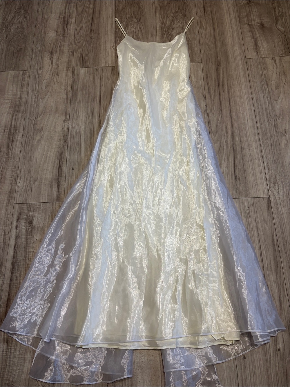Vintage Jessica McClintock Millennium Y2K Size 5 Cream Iridescent Organza Prom D